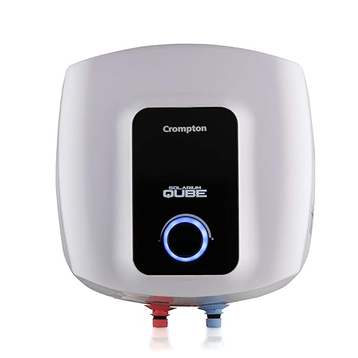 Crompton Solarium Qube 15LTR, 2KW,5 Star-Rated Storage Water Heater (White & Black)