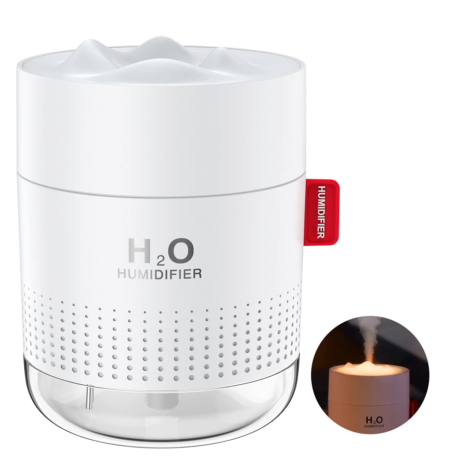 Criacr 500ml Humidifiers, USB Operated Cool Mist Humidifiers, Whisper Quiet Air Humidifier with 2 Two Mist & Light Modes, Waterless Auto-Off, for Bedroom, Baby Room, Home, Yoga, Office, Travel