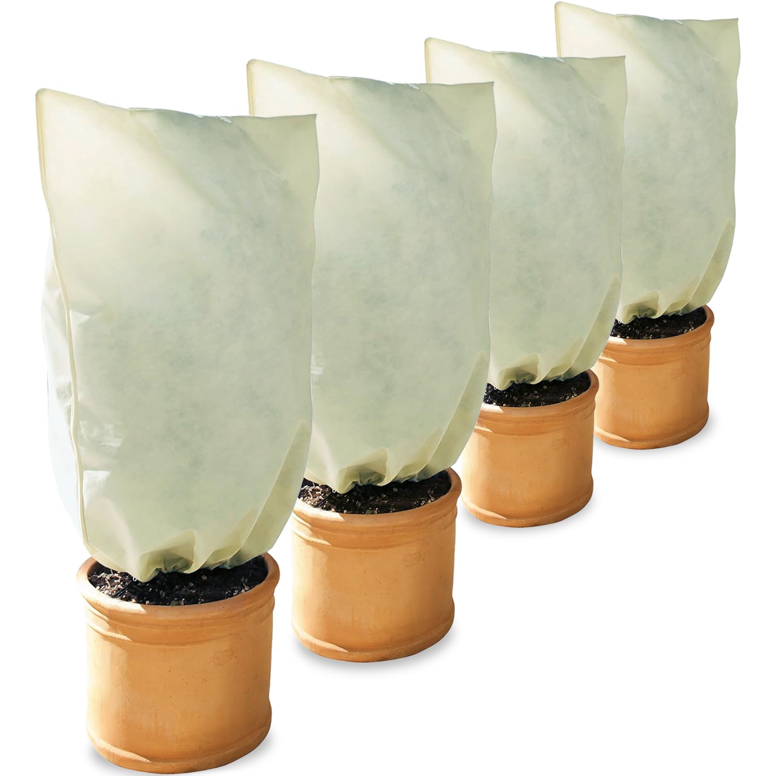 4PCS Plant Fleece Frost Protection Jackets (50gms 60cm x 80cm), Garden Fleece Frost Protection, Plant Cover for for Potted Plant Winter Plant Protection, from Birds and Insects