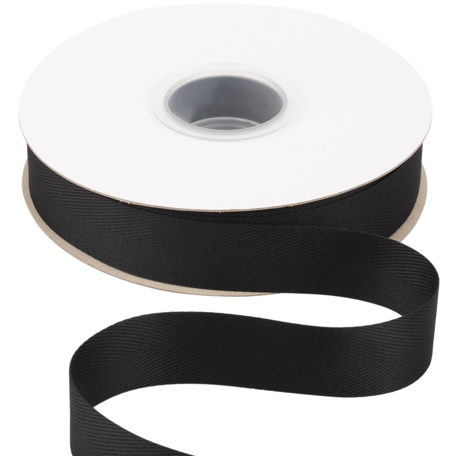 Ribbonitlux Tape Twill Ribbon 25mm x 22.5 Meters, Soft Black Herringbone Bias Tape for DIY Craft, Sewing, Gift Wrapping, and Home Decor