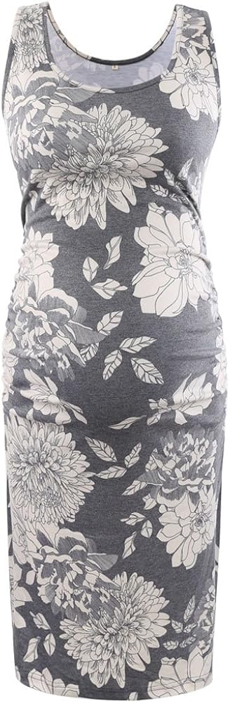 Liu & Qu Women's Maternity Sleeveless Tank Dresses Side Ruching Bodycon Dress for Daily Wearing or Baby Shower at  Women’s Clothing store