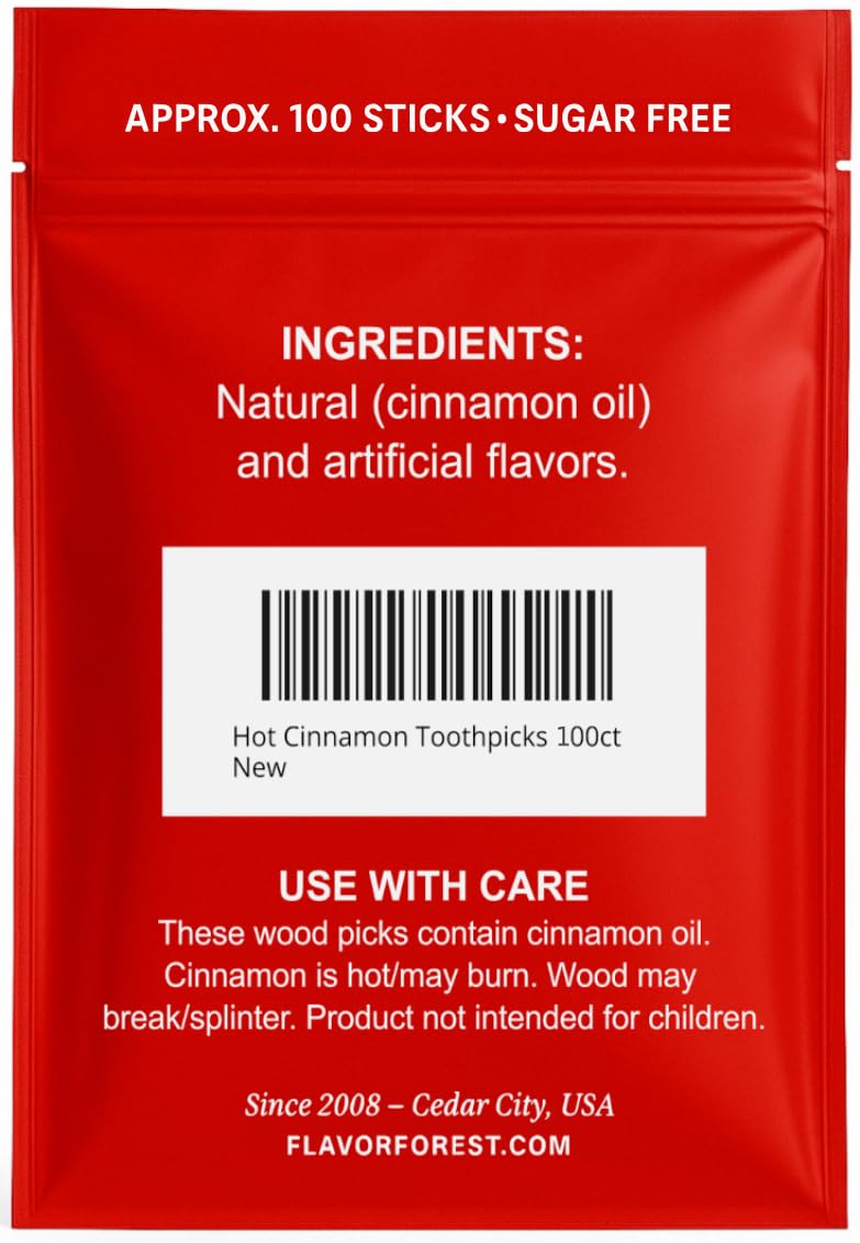 Hot Cinnamon Flavored Toothpicks (Flat Shape) 100ct