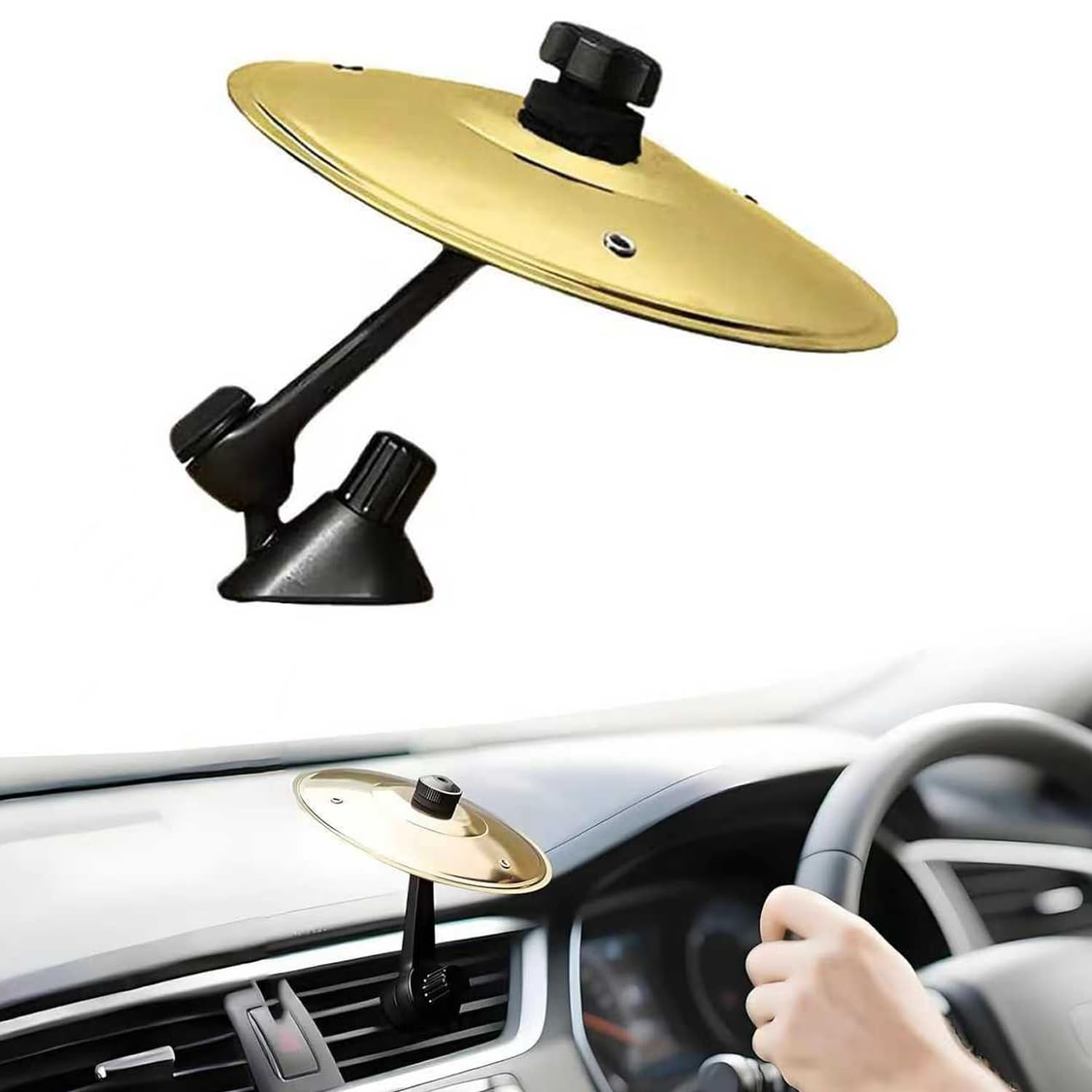 Photo 1 of 2025 New Car Cymbal, Mini Drum CrashCymbal, Mini Drum Crash Cymbal Air Vent Clip-On, Suitable For Any Type Of CarVents (Gold)