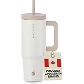 GROSCHE ASPEN 40 oz tumbler with handle and straw. Extreme insulation, classy design, built to last insulated stainless steel tumbler with handle, lid and straw - CREAM WHITE