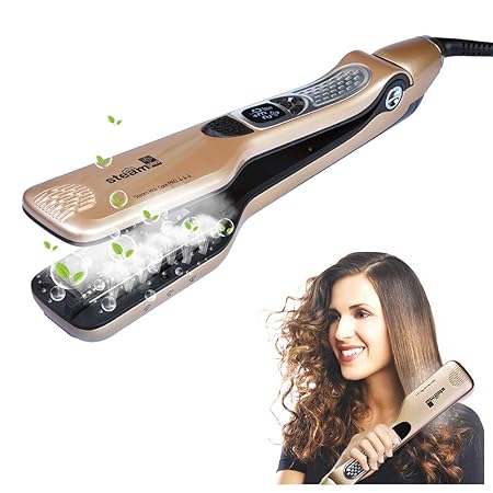 iGutech Haarglätter, Glätteisen mit Dampffunktion und extrabreiter Keramikheizplatte