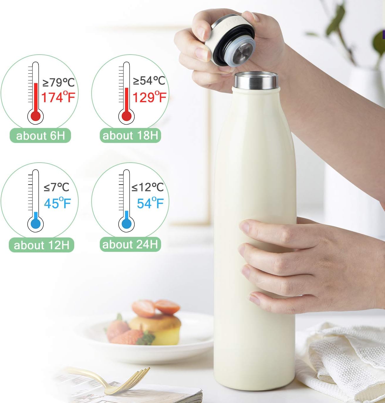Love-KANKEI Water Bottle Vacuum Insulated Bottle 500ml/24hrs Cold, Stainless Steel Double Walled and BPA Free - Image 4