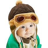 Toddlers Baby Girls and Boys Crochet Earflap Pilot Hats Beanie Cap Winter Warm Knit Caps Ear Protection Cap