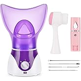 Facial Steamer for Face Nano Facial Mister Sprayer Set, Face Steamer for Facial Deep Cleaning, Portable Mini Face Steamer for Clogged Pore, Sinuses (Include Blackhead Remover Kit, Brush)
