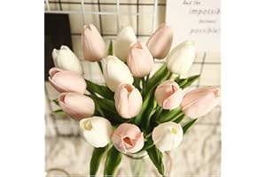 20 Pcs Tulips Artificial Flowers for Table Decor, hanlongyu Fake Artificial Bouquets, Realistic Tulips Flowers Decor for Wedd