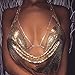 Gogoboi Nightclub See Through Deep V Halter Top Metal Sequins Crop Top Sexy Club Wear for Women (Gold)