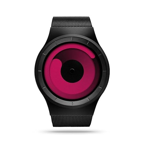 ZIIIRO Mercury black - magenta Watch Unisex Uhr Stahlmaschenband / Designed in Germany