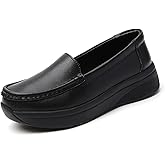 CROSSBABY Women's Slip on Lightweight Nursing Shoes Slip Resistant Comfortable Medical Work Shoes,Resistant Breathable Restaurant Food Service Leather Loafers