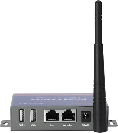 CHEECENT 2-Port USB Wireless Print Server WiFi Ethernet for Windows Mac Linux