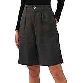 Amazhiyu Women's 100% Linen Casual Bermuda Summer Lounge Shorts High Waisted