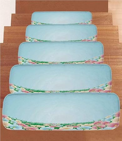 Amazon.com: SoSung Fantasy - Alfombrillas de forro polar para escaleras, diseño de puente surrealista con adornos, madera encantada, 5 unidades, 8.5 x 27.5 in, color blanco, amarillo y verde, lana coral: Furniture \u0026 Decor