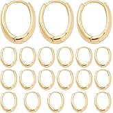 SUNNYCLUE 1 Box 20Pcs Real 18K Gold Plated Brass Huggie Hoop Earrings Oval Earring Hooks Bulk Metal Round Ring Tiny Cartilage Hook Hoops with Latch Back Closure for Jewelry Making DIY Crafts Supplies