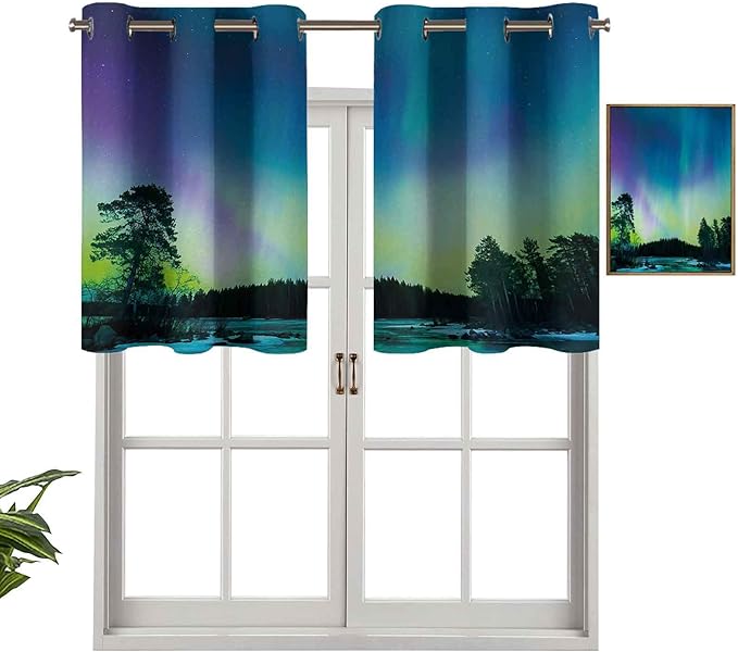 Hiiiman Cortina para ventana con cenefas de oscurecimiento de la