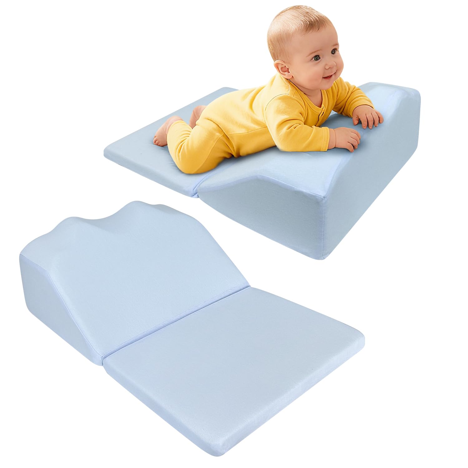 Photo 1 of POWYS Colic Baby Relief Pillow Tummy Time Prop - Reflux & Gas Relief?Burplee Wedge Pillow for Infant - Neck and Shoulder Strength Building?Nursing Support Feeding ?Memory Foam Adjustable Height