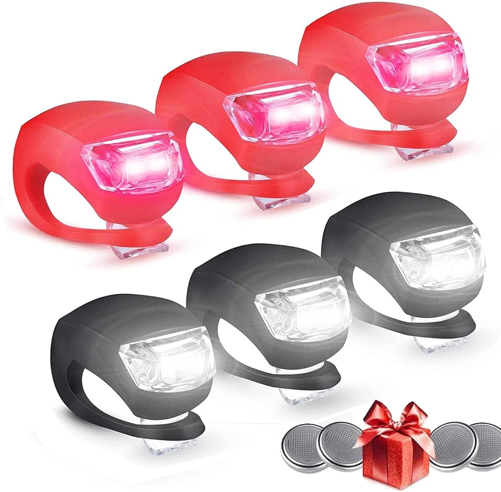 Chizea Bike Lights 6 LED Front and Rear Headlight Taillight Set Waterproof