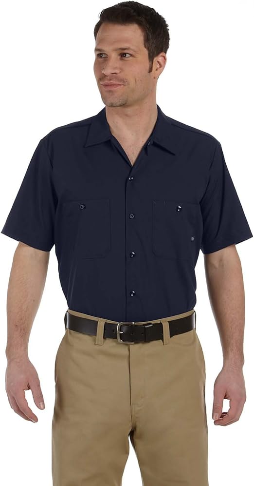 Dickies LS535 Mens Industrial S Sleeve Work Shirt. Dark Navy XL at
