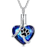 AOBOCO Heart URN Necklace S925 Sterling Silver Cremation Necklaces for Ashes Embellished with Crystals from Austria, Fine Keepsake Memorial Jewelry (Package including a Necklace/Pin/Funnel)