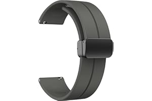 LYSMVIVI Magnetic Watch Band 16mm 18mm 19mm 20mm 22mm - Quick Release - Skin-Friendly Soft Silicone Sport Watch Band for Men Women, Magnetic Folding Clasp Silicone Strap