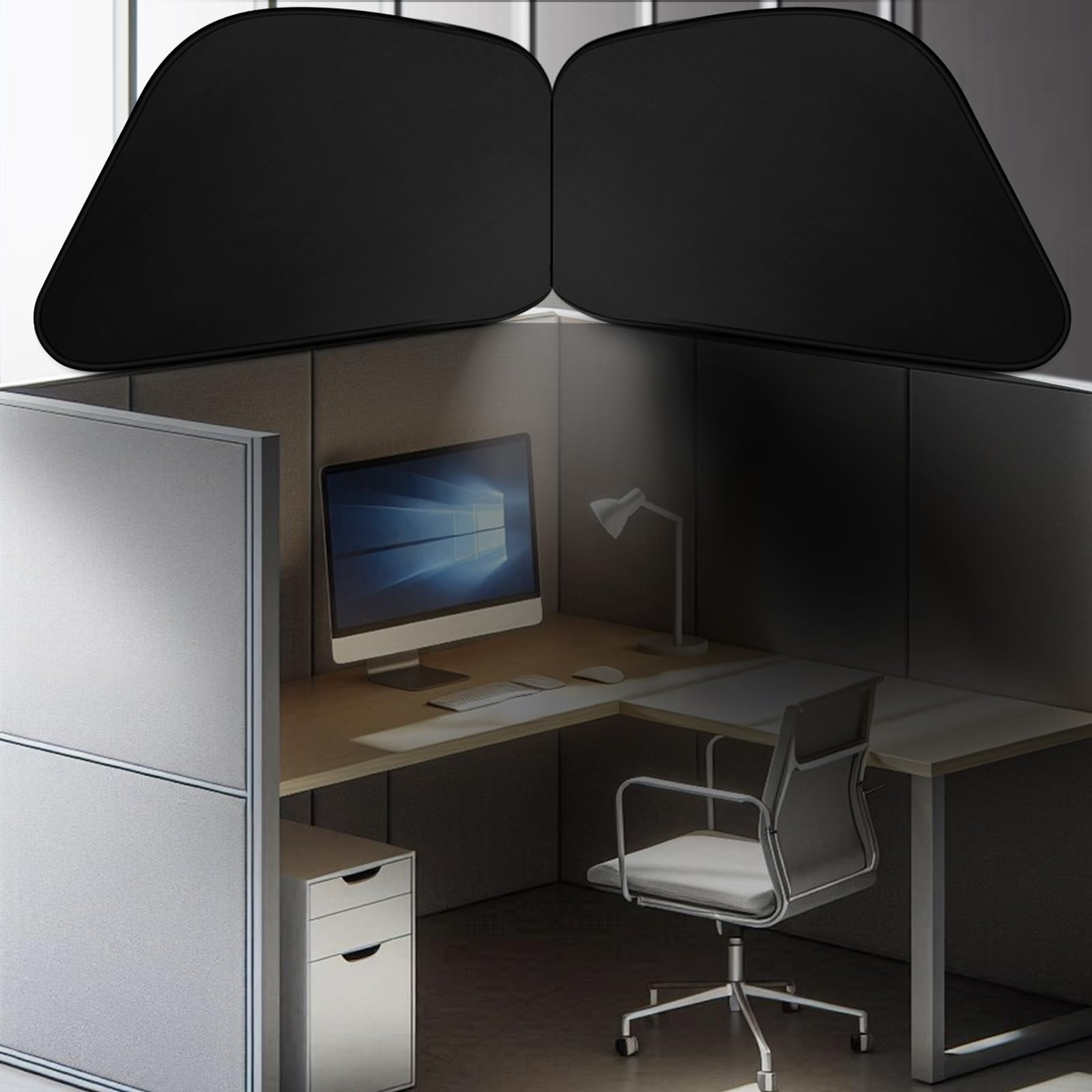 Photo 1 of Juexica Foldable Office Cubicle and Desk Shade, Portable Cubicle Light Shade, 29.5 Inches radius Foldable Cubicle Canopy Fully Blocks Light or Disturbance for Working Office Cubicle Accessories, Black