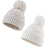 PESAAT Knit Toddler Girl Winter Hat Autumn Baby Boy Beanie Twist Infant Beanies Kids Hats with Pompom