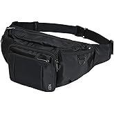 NZII Sports Fanny Pack for Men Women, Outdoor Waist Pack Bag with 6 Zipper Pockets, Super Capacity Bum Bag with Adjustable Belt for Traveling Hiking Cycling Workout Casual