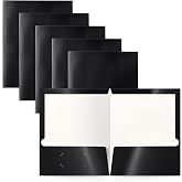 Better Office Products 2 Pocket Glossy Laminated Black Paper Folders, Letter Size, Black Paper Portfolios, Box of 25