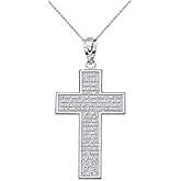 Claddagh Gold 925 Sterling Silver Our Father Lord's Prayer Cross Pendant Necklace