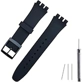 Lijinlan Replacement Silicone Band for Swatch 17mm 19mm 20mm, Waterproof Wristband Watch Strap for Swatch