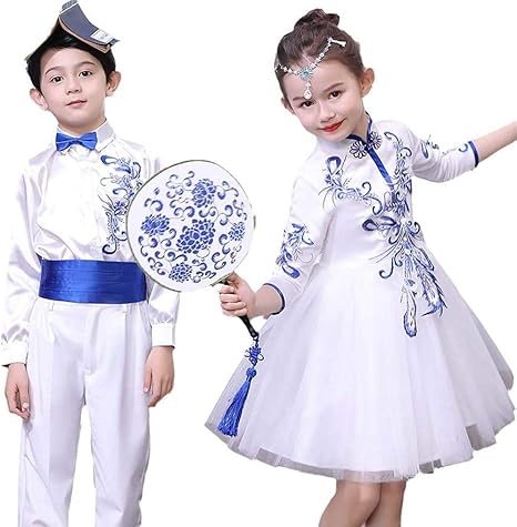 Amazon キッズ ステージ衣装 ダンス ジャズダンス 演奏会 ピアノ発表会 ドレス 中国風 ワンピース 女の子 男の子 フォーマル 結婚式 子供 チュチュスカート ボーイズフォーマルスーツ 子供スーツ 卒業式 入学式スーツ 長袖女の子 160 長袖男の子 140 変身