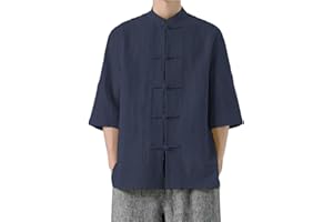 Men's Cotton Linen Kung Fu Shirt Chinese Traditional Tang Suit Tai Chi Blouse Long Sleeve Jacket Coats