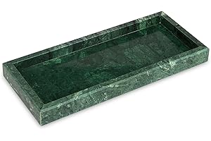 HESHIBI Marble Bathroom Vanity Tray,Luxury Natural Stone Small Decorative Tray,Soap Dispenser Dresser Top Perfume Home Kitchen Toilet Tank Sink Tray for Soap Bottles, Key Trinket Ring Tray(Green)
