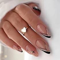 Amazon.com: 24Pcs Medium Long French Tip Press on Nails Almond ...