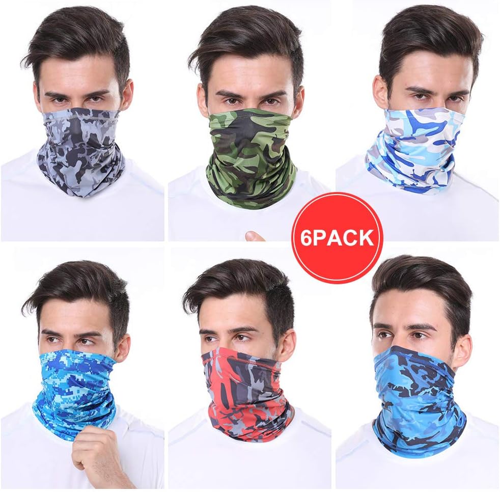 Centenary 6 Pieces Face Mask UV Protection Neck Gaiter Head Wrap Seamless Scarf Mask
