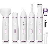 Electric Razor for Women- 5 in 1 Electric Shaver for Women, Wet & Dry Bikini Trimmer and Facial Hair Remover,Eyebrow Razors Nose Hair Trimmer Rechargeable Hair Removal Kit for Full-Body Hair 831