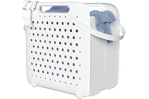 HAIXIN HOME 45L Collapsible Laundry Baskets, Plastic Foldable Laundry Hamper, Portable Storage Basket for Organizing with Handles & Breathable Holes, Dirty Clothes Hamper for Laundry/Bedroom