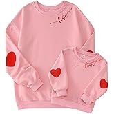 Ritatte Mommy and Me Valentine's Outfit Love Heart Graphic Family Matching Sweatshirt Crewneck Long Sleeve Pullover Top