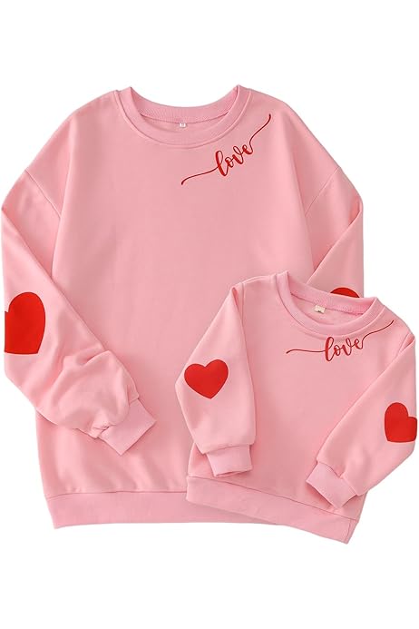 Sweter San Valentin Suéter A Juego Con Corazón Para Madre E Hija
