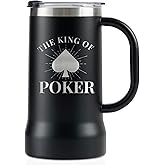 Onebttl Poker Gifts for Men, Poker Stainless Steel Beer Stein Tumbler, 24oz Beer Mug with Lid for Father's Day, Christmas