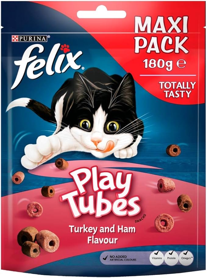 Felix Play Tubes Cat Treats Turkey And Ham Maxi Pack, 180g Amazon.co