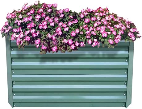 AUFUN Jardinera de Acero Galvanizado 120x90x60cm Verde bancal de ...