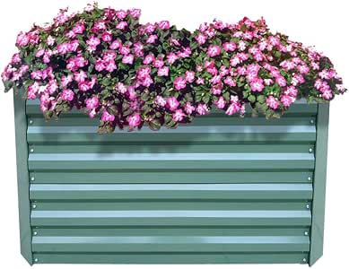 AUFUN Jardinera de Acero Galvanizado 120x90x60cm Verde bancal de ...