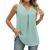 Anyally Women's Summer Sleeveless Chiffon Tunic Tank Tops Dressy Casual Blouse Loose V Neck Work Shirts