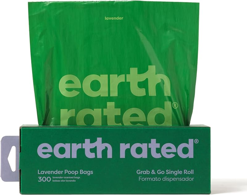 Earth Rated Dog Poo Bags Thick Grab and Go 300 Lavender Scented Brand New