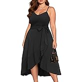 Pinup Fashion Plus Size Cocktail Party Dress - Women Wedding Guest Semi Formal High Low Elegant Midi Dresses