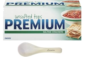 Premium Unsalted Tops Saltine Crackers 16 oz Box Light Crunchy and Versatile Perfect for Soups, Snacks,and Holiday Gifting Christmas Crackers by Mondelēz InternationalCrunch Labs (Luxenton Tradmark Spoon Included)