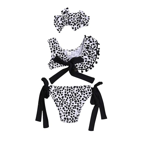 black dost leopars print bikini toddler 